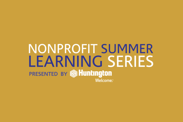 text logo nonprofit series on gold background, Huntington logo