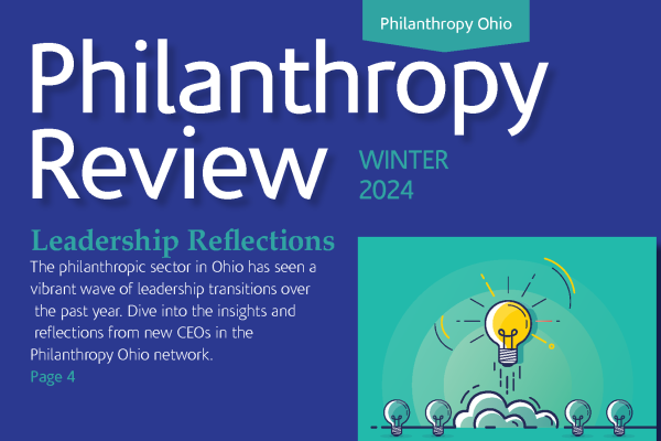 philanthropy review newsletter cover with lightbulb illustration